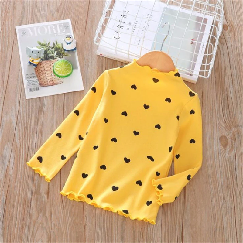 Cotton Girls T-Shirt  Long-sleeve Baby Kids Turtleneck Bottoming Shirt for Children Clothes New Spring Girl Tops KF060