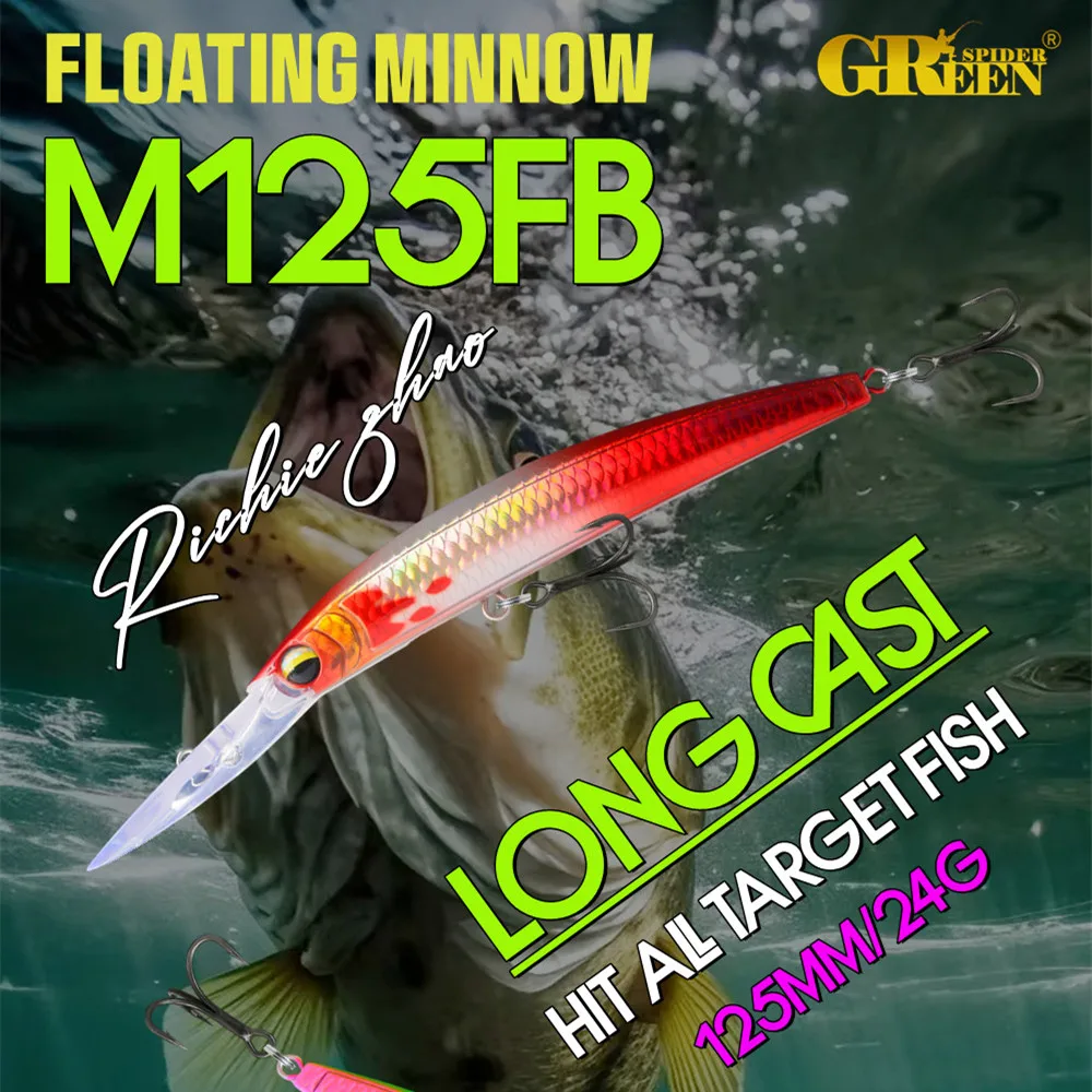 جرينسبيدر بيونيك العائمة أسماك الصيد إغراء باس التصيد الاصطناعي الطعم الثابت 12.5 سنتيمتر 24 جرام كرانكبيت Wobblers عيون ثلاثية الأبعاد #2