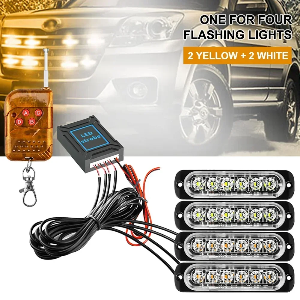 

24 LED Strobe Light Wireless Car Emergency Flashing Light Car LED 12V 24V Trailer Truck Strobos Warning Light Auto Diode Lamp