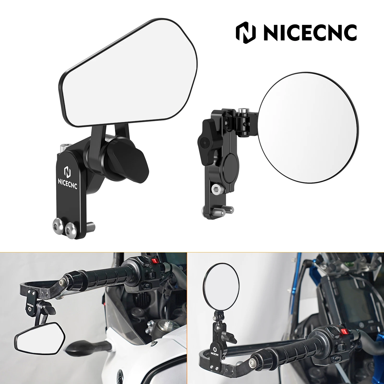 Universal Quick Flip Mirrors for Honda CRF250L CRF300L Rally Yamaha Tenere 700 BMW R1200GS R1250GS ADV Handguards Side Mirrors