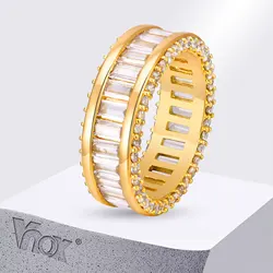 Vnox Sparking AAA CZ Stones Row Ring for Women, Clear Cubic Zirconia Finger Band, Bride Wedding Jewelry #7 #8 #9