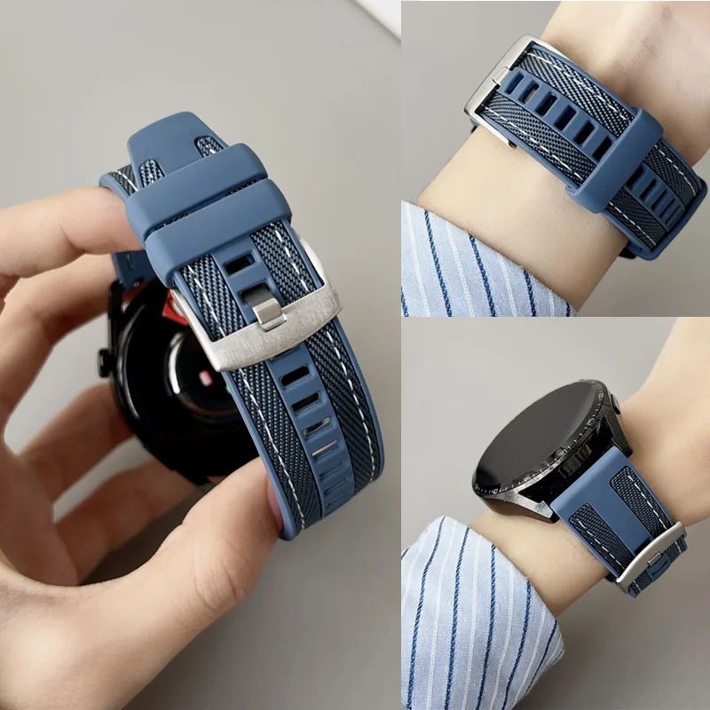 20mm 22mm original Nylon Strap For Samsung Galaxy Watch 7-FE-6-5-pro 44mm/40mm Composite Silicone HUAWEI WATCH GT 6 5 4 46mm