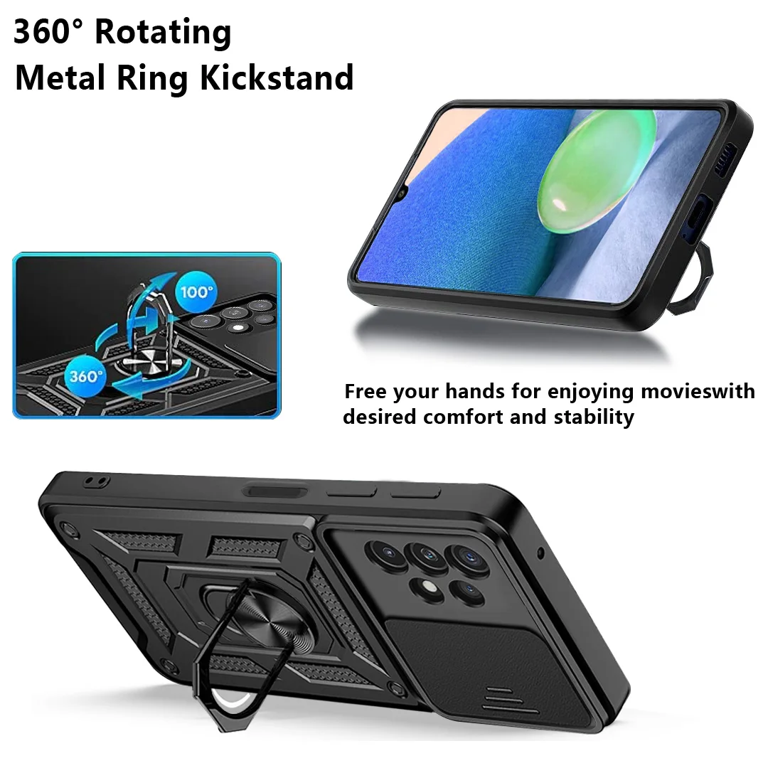 Magnetic Ring Armor Soft Phone Case for Samsung Galaxy A52s A73 A56 A55 A72 A54 A53 A51 A71 4G 5G Slide Lens Protect Cover Cases