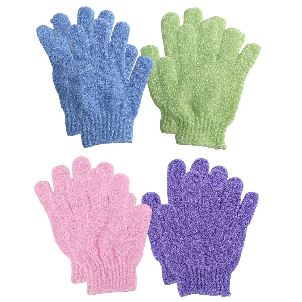 4 Pair Shower Bath Gloves Exfoliating Wash Skin Spa Massage Body Scrubber Cleaner