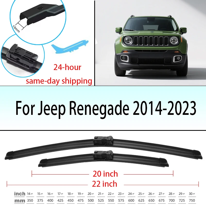 

For Jeep Renegade 2014-2023 2015 2016 2018 2019 2021 2022 Front Windshield Wiper Blades 2pcs Windscreen Window Accessories 22+20