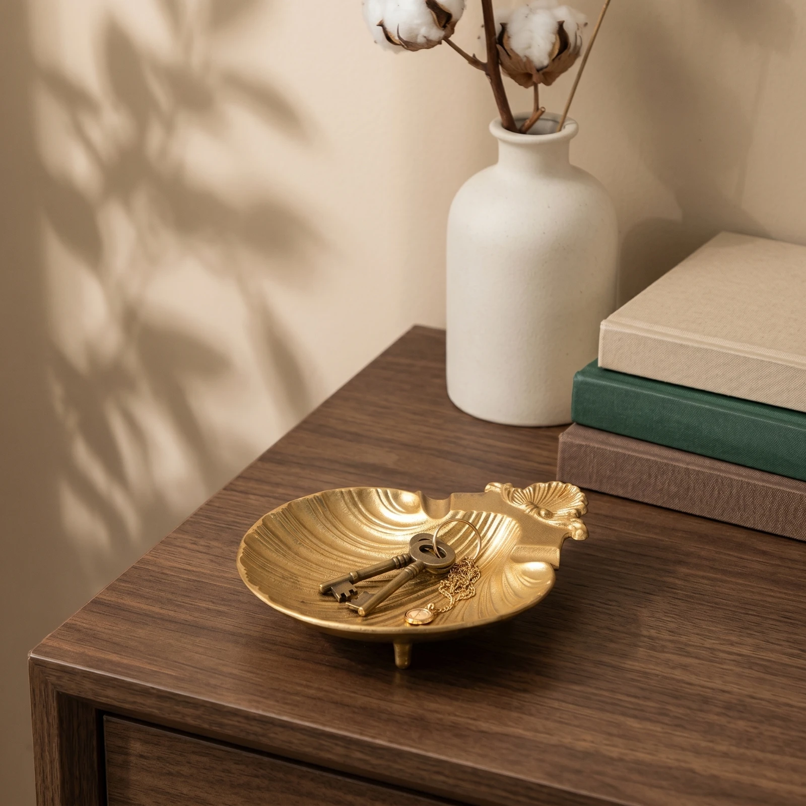 Metal Tray with Gold Finish Elegant Shell Tray Scalloped Dish Classy Luxury for Vanity, Entryway