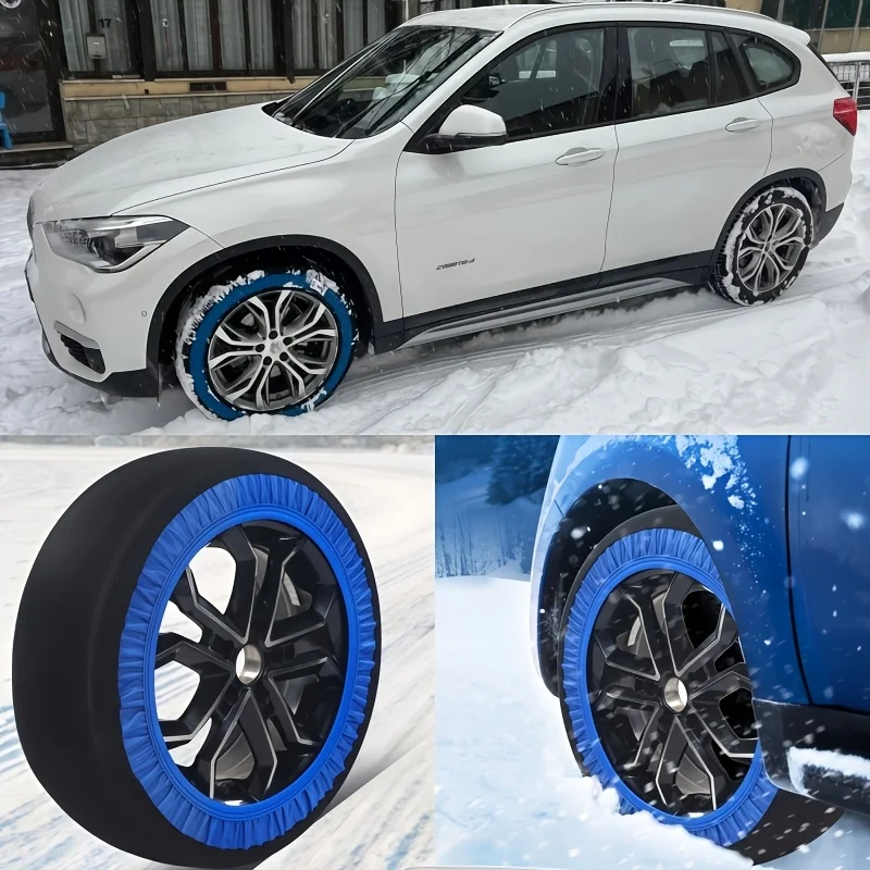 

1 шт. синие полиэстеровые накладки на шины для защиты от снега, универсальные зимние текстильные противоскользящие цепи для внедорожников и грузовиков, для дорог с льдом, портативные