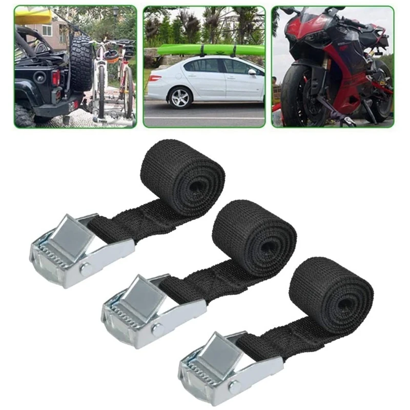 10Pcs Black Lashing Straps with Clamping Lock Heavy Duty Fastening Straps Adjustable Cam Buckle Luggage Package Fixing Straps