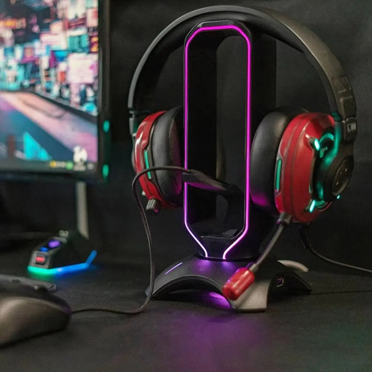 a60i]-rgb-gaming-headphone-stand-with-cord-holder-over-ear-headset-holder-headphone-shelf-for-desk-display-white