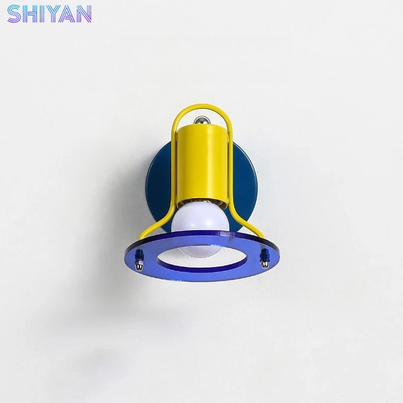2026 Blue Red Wall Lights Memphis Design Living Room Wall Lamps Acrylic Sconce Colorful Decorative Bedroom Bedside Light