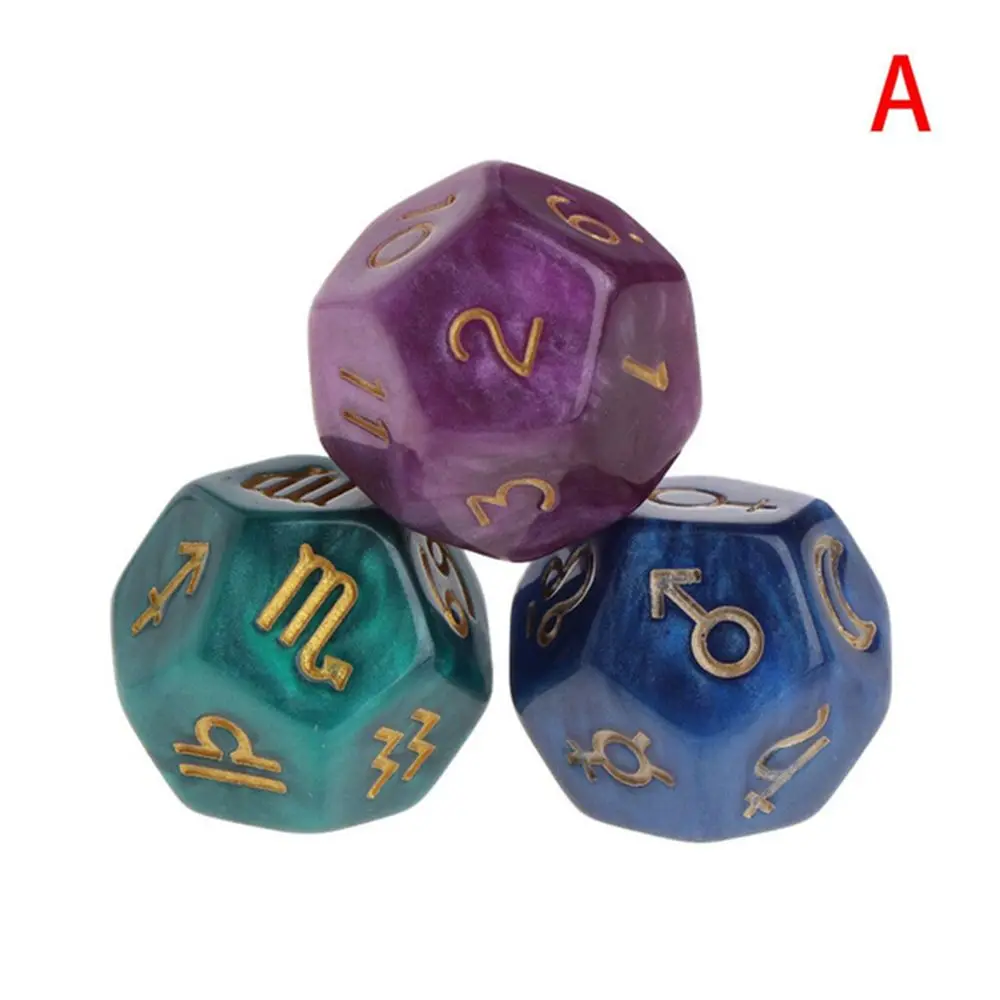

Fashion Creative Game 3x Pearl Constellation Divination Dice Board Game 12-sided Astrology