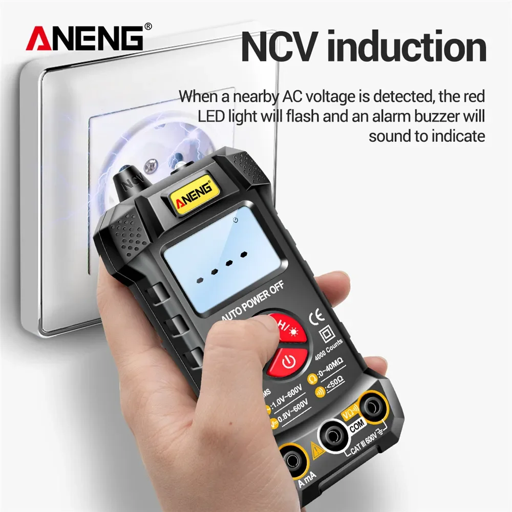 ANENG M167 Digital Mini Multimeter Tester Auto Multimetro True Rms Tranistor Meter with NCV Data Hold 4000counts Flashlight