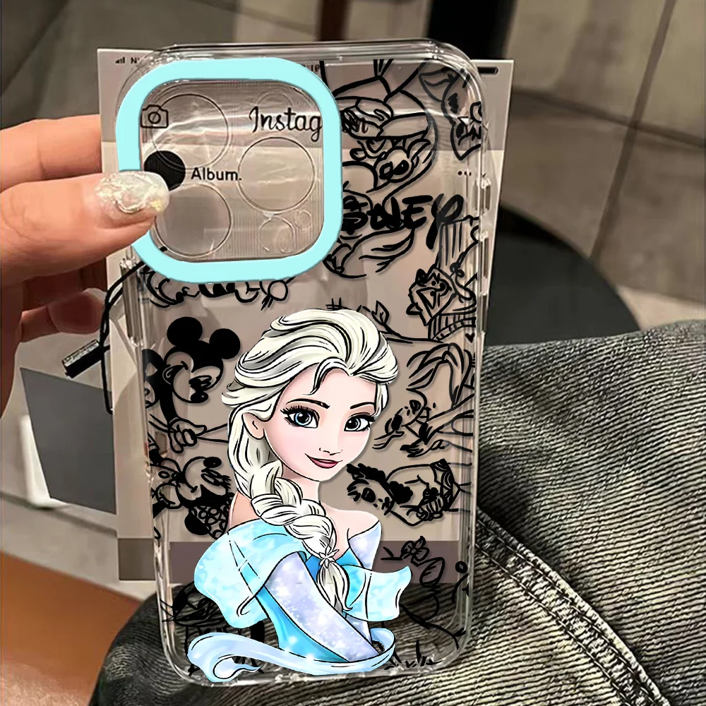 Disney Princess Jasmine Print Clear Space Phone Case For iPhone 11 12 13 14 15 16 Pro Max Mini X Xs XR 7 8 plus Se2020 Transpa