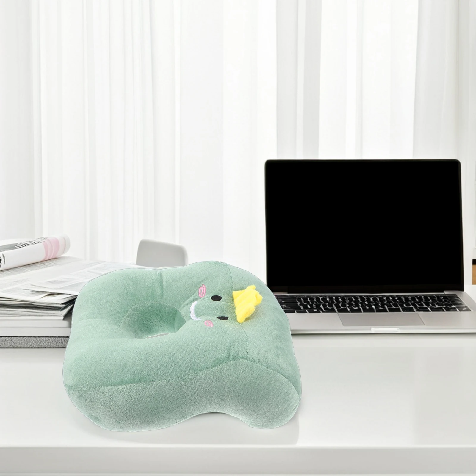 

Breathable Nap Pillow with Ear Holes Cartoon Office Shape Comfortable Sleep Accessory Ergonomic Design Pearl Cotton Support Wear