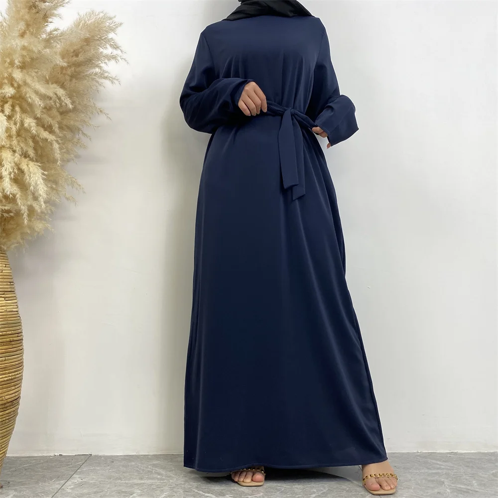 عباية إسلامية موضة جديدة فستان ساخن تركيا العربية دبي رداء بلون سادة مع جيوب فستان نسائي طويل 48
