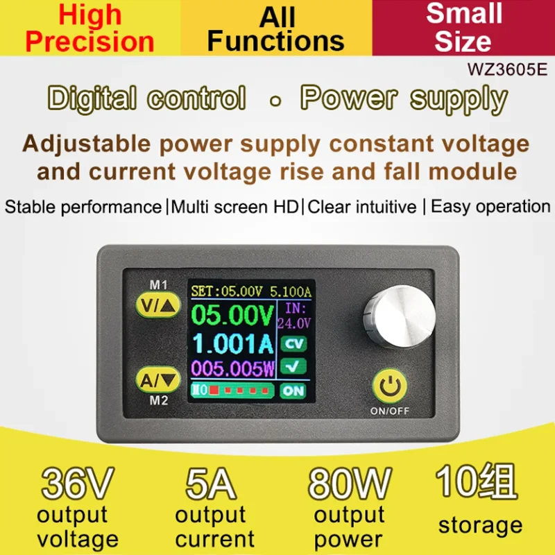 WZ3605E DC DC Buck Boost Converter CC CV 36V 5A Power Module Adjustable Regulated laboratory power supply Voltmeter ammeter