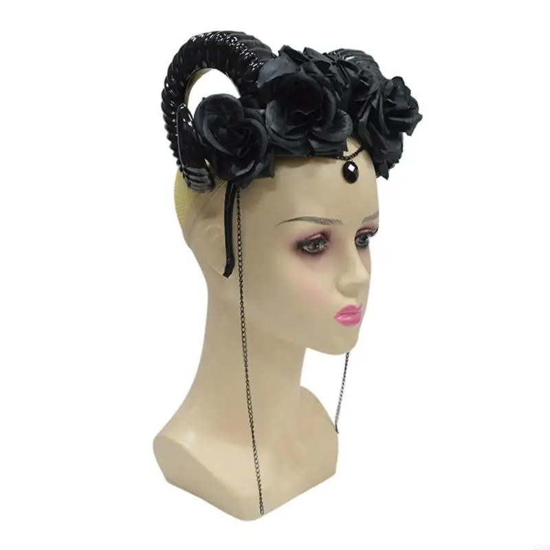 Comfortable Antelope Horn Headband for Role Playing and Daily Unique Flower Wear Con Photo Props