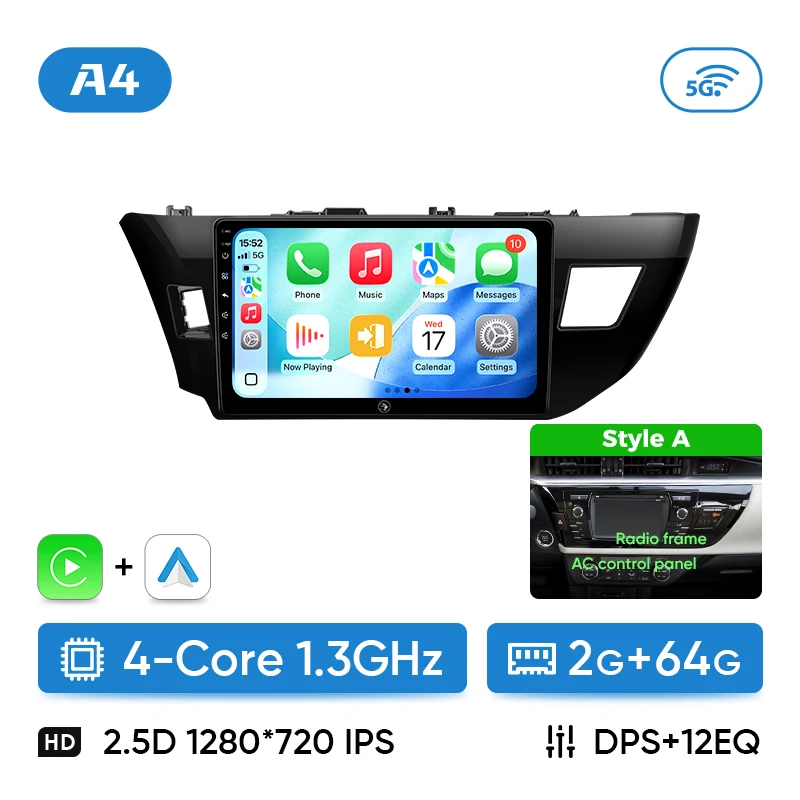 Ainavi Car Radio For Toyota Corolla E160 E170 2014 2015 2016 Wireless Carplay Android Auto 4G Car Multimedia Player Stereo 2 DIN image 3