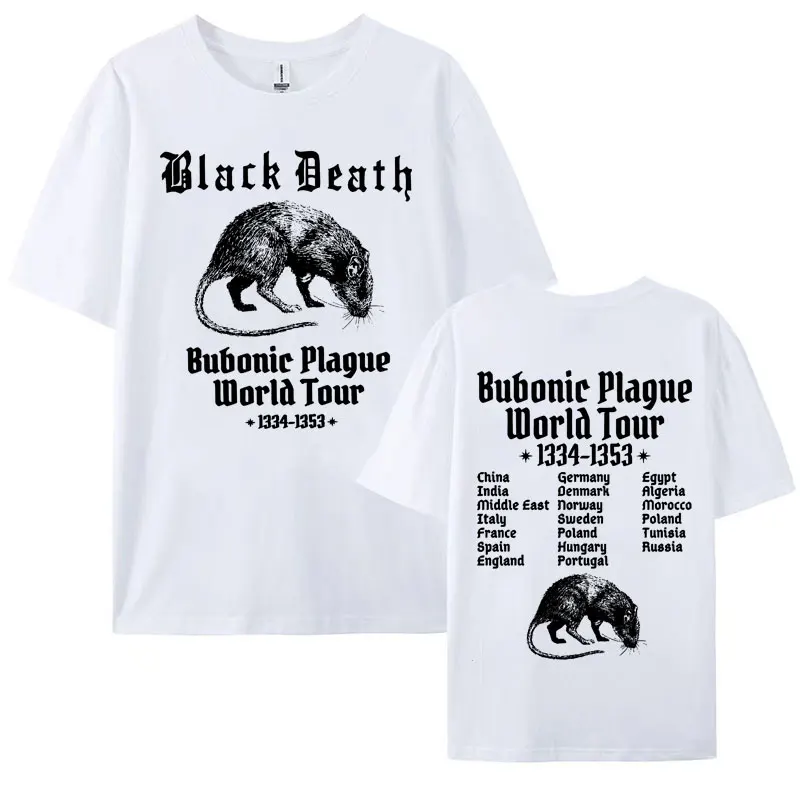 Bubonic Plague World Tour 2024 T-shirts Men Women\'s 100% Cotton Funny Meme Gothic T Shirt Male Fashion Vintage Oversized T-shirt