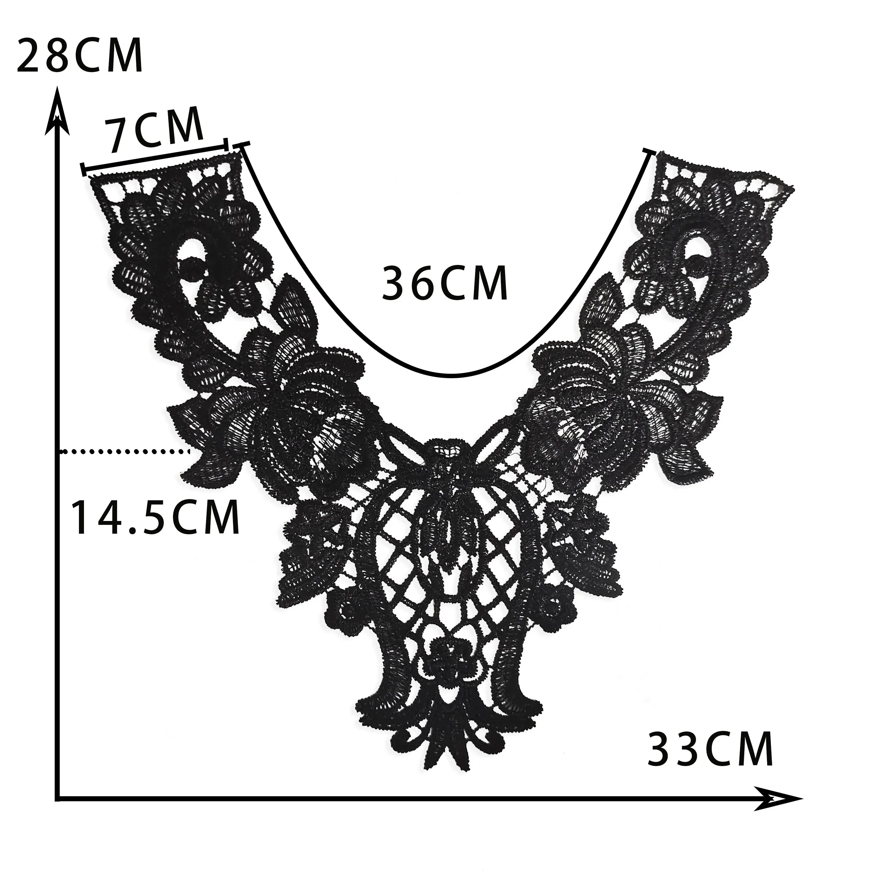 Wholesale sales 1-10 piece black white polyester embroidery hollowed out collar sewing lace DIY decorative clothing accessories