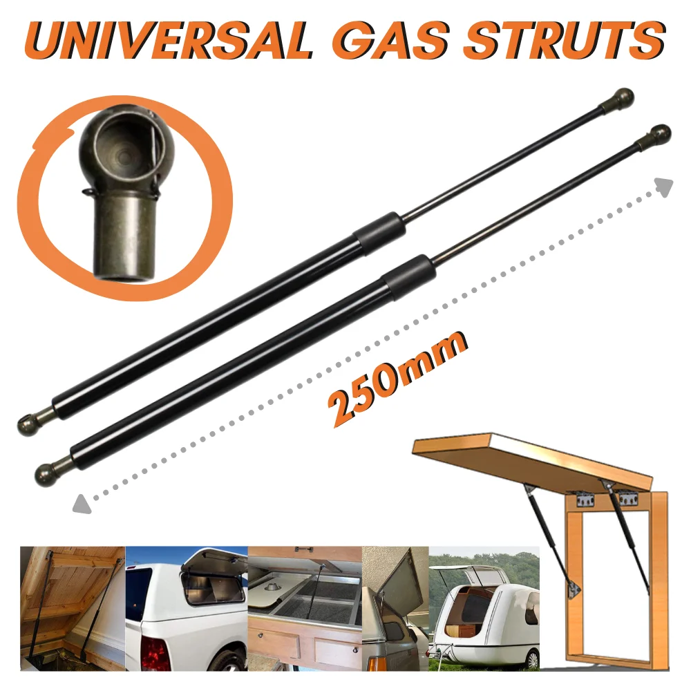 Qty(2) 250mm 500N Per Strut Gas Struts Bar Shocks Springs Lift Support Boot Bonnet Cabinet Caravan Door Hatch Boat Bus Window