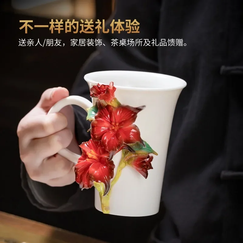 Hand pinched flower cup ceramic mandala coffee cup tea cup mother birthday Qixi Festival gift for girlfriend wife