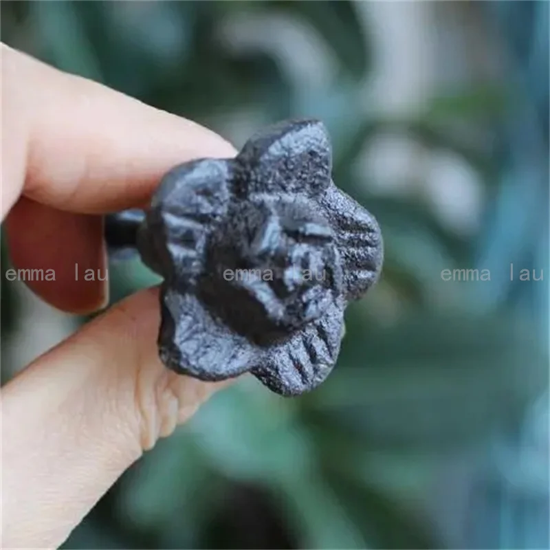Cast Iron Handle Room Drawer Lattice Handles Black Single Hole Knobs Furniture Cabinet Door Knob