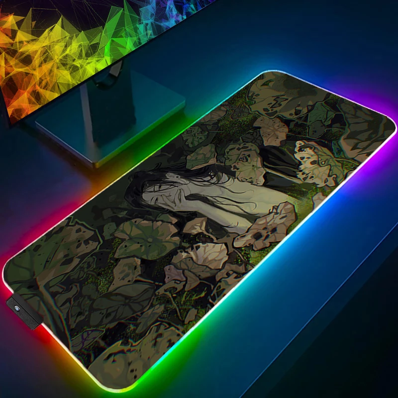 RGB Mouse Pad jujutsu Kaisen Geto Backlight Gaming Accessories Computer Speed Mini Pc Gamer Keyboard LED Desk Mat XXL Mousepad