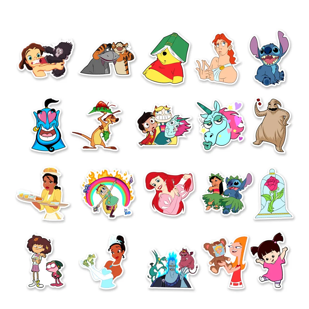 50Pcs Disney Anime Mix Cartoon Stitch Stickers Graffiti for Skateboard Luggage Laptop Phone Sticker Waterproof Kids Toys