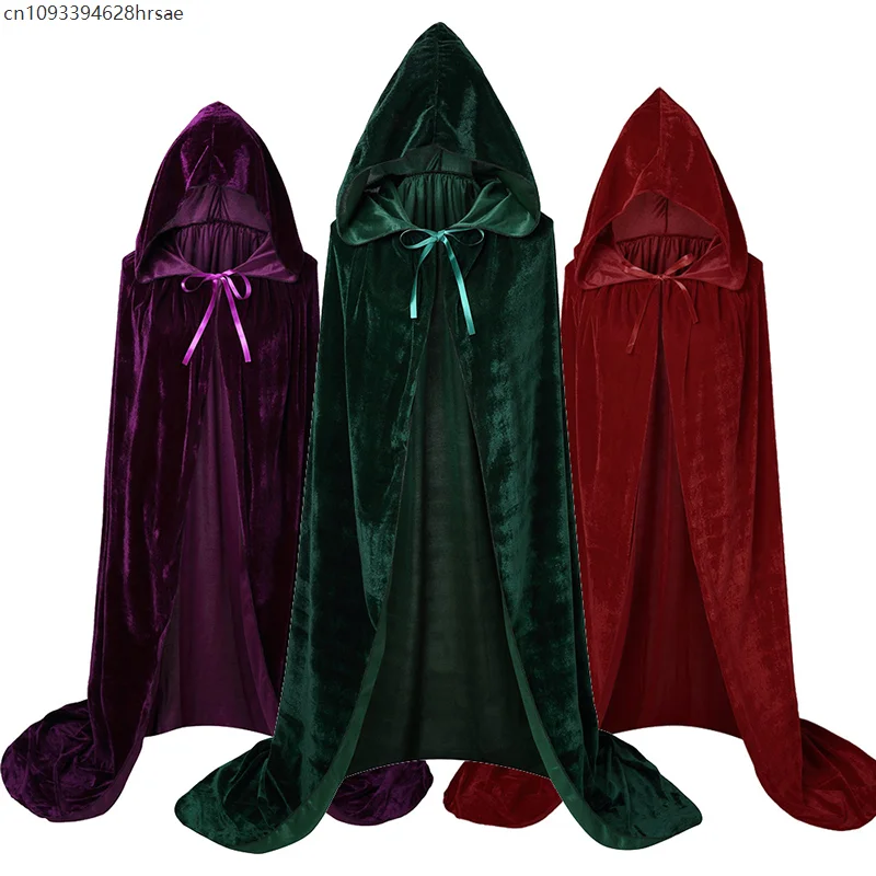 

Movie Hocus Pocus Witch Cloak XMAS Hooded Mary Sarah Winifred Sanderson Cosplay Costume Christmas Adult Kids Long Party Cape