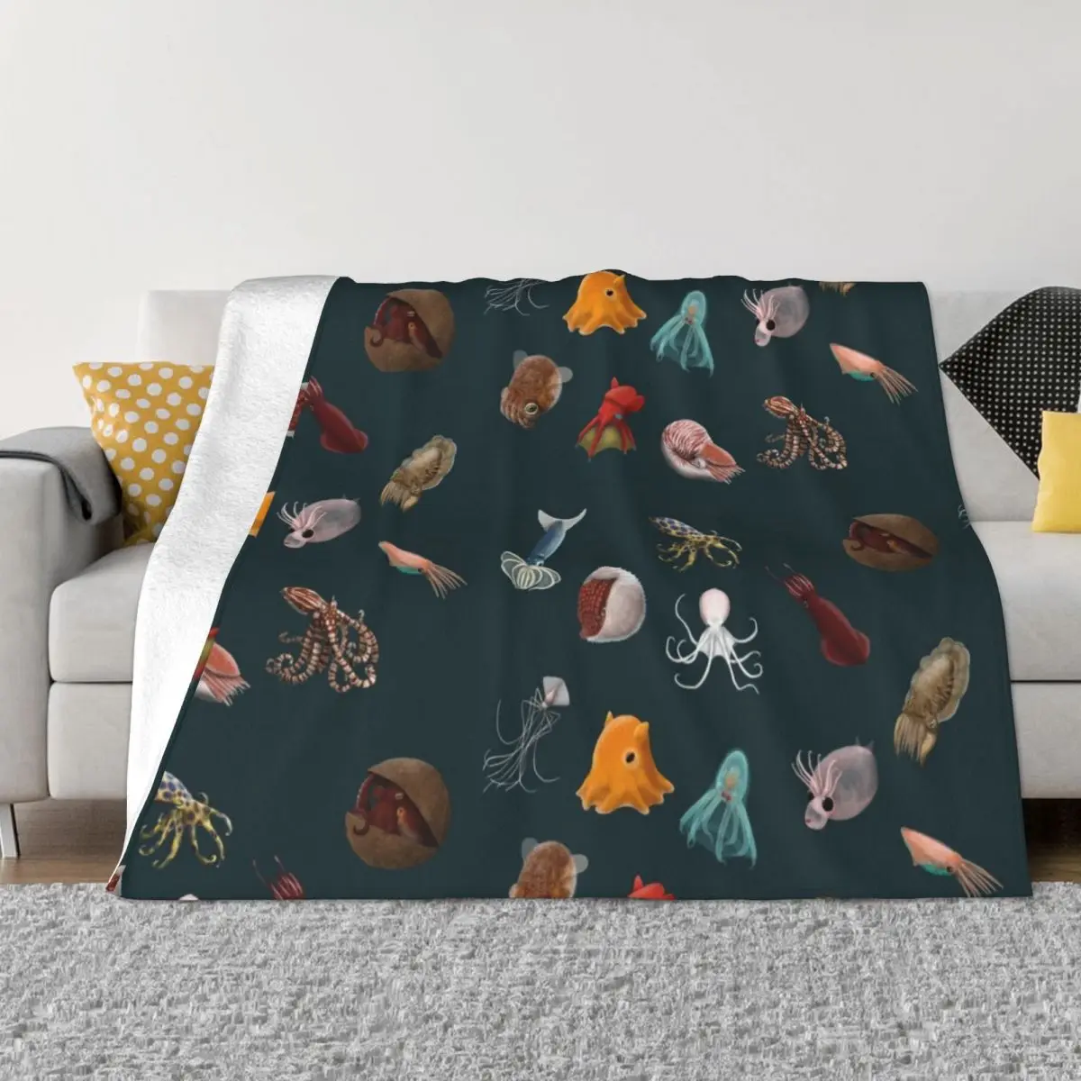 Cephalopod Collection Throw Blanket Travel Blanket Nap Blanket Luxury Designer Blanket