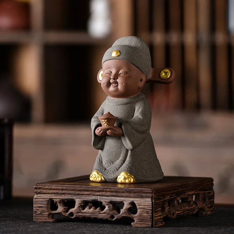 Ceramics Figure decoration statue ,Chinese style champion Lang, Cute Home Room Office Tea Table Decoration Accessories Gifts