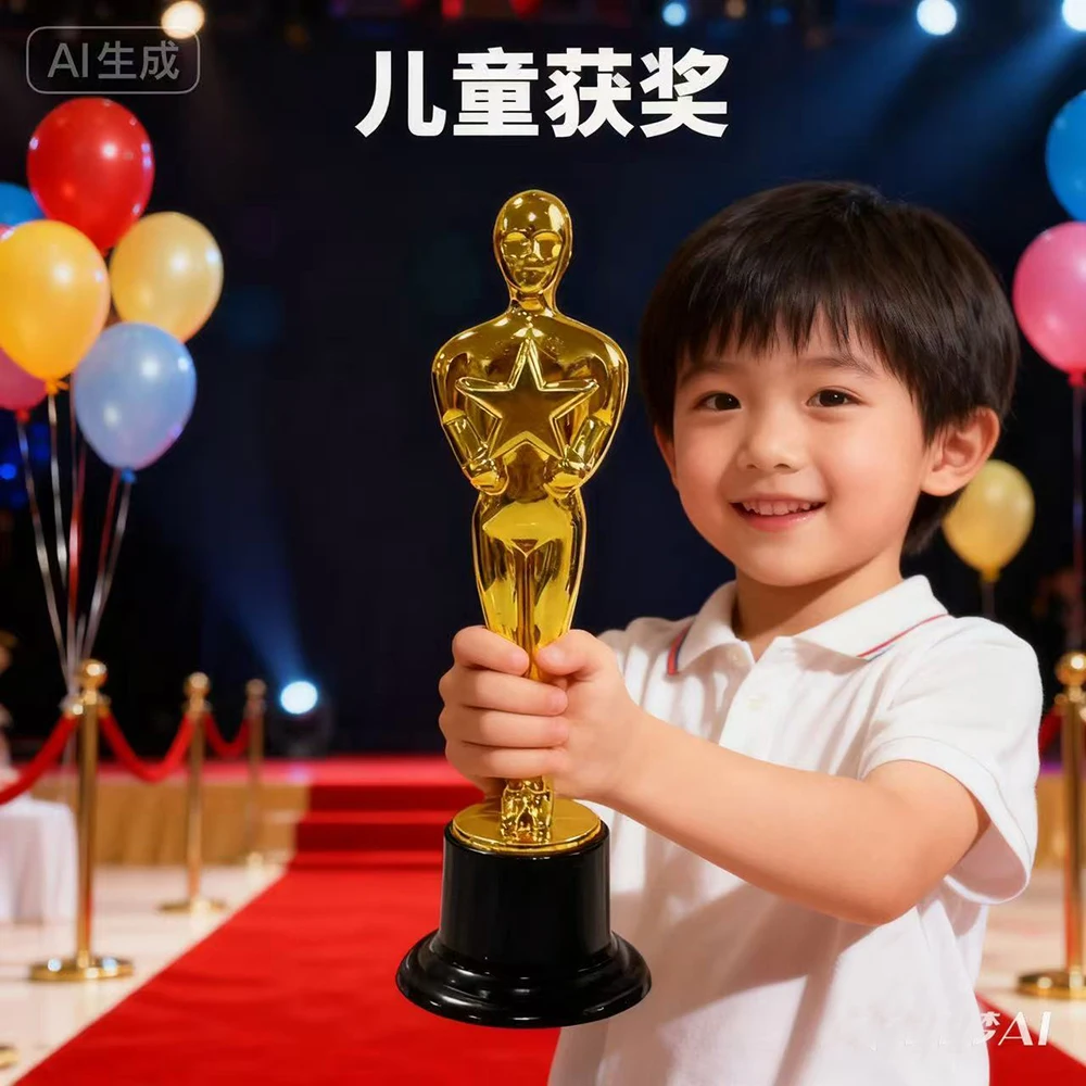 2/5pcs Golden Statue Trophy Children's Competition Medal Home Decoration Small Statue Decoration Children's Award Souvenir