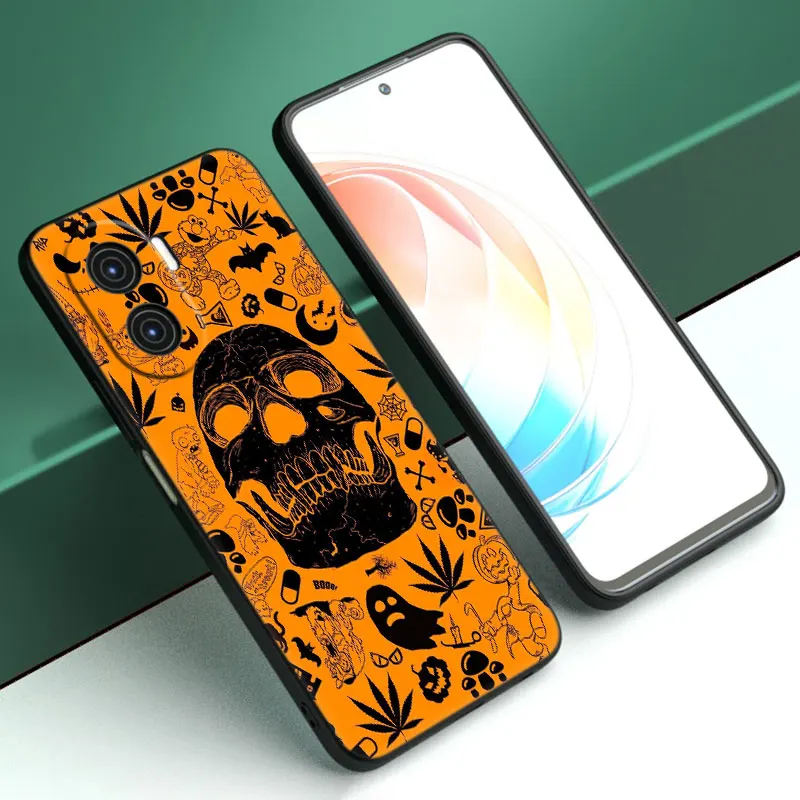 Halloween Pumpkin Cartoon Cover Black Phone Case For Honor X5 Plus X6 X7 X8 X6A X6S X7A X8A X9A X9B 70 90 Lite X30i X40i X50i 5G