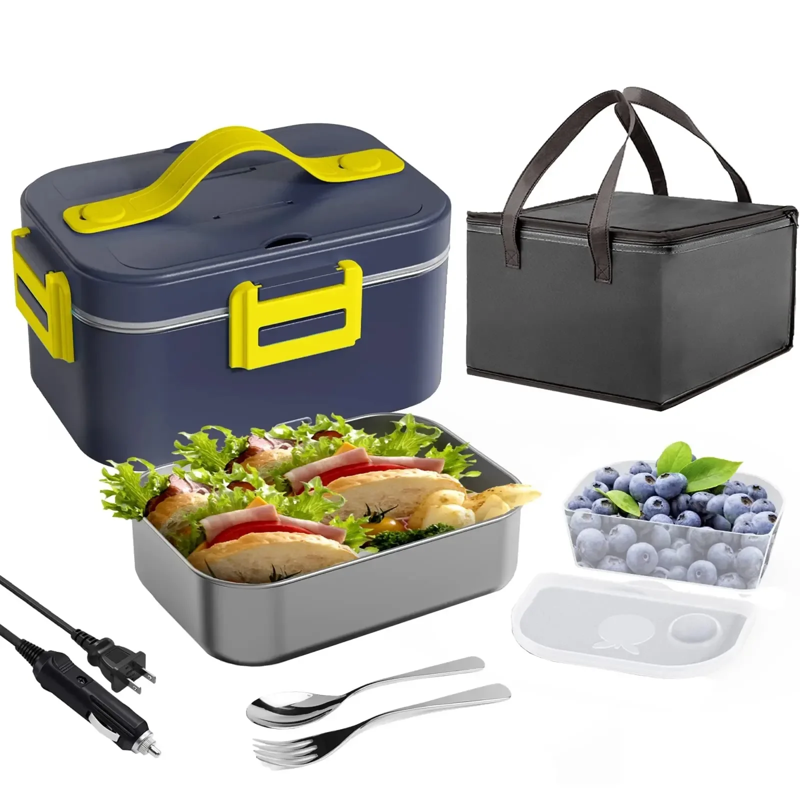 

75W Electric Lunch Box 1.8L Capacity Food Heater for Home/Office Car Truck Heating Lunch Box 12V/24V Portable Food Heater