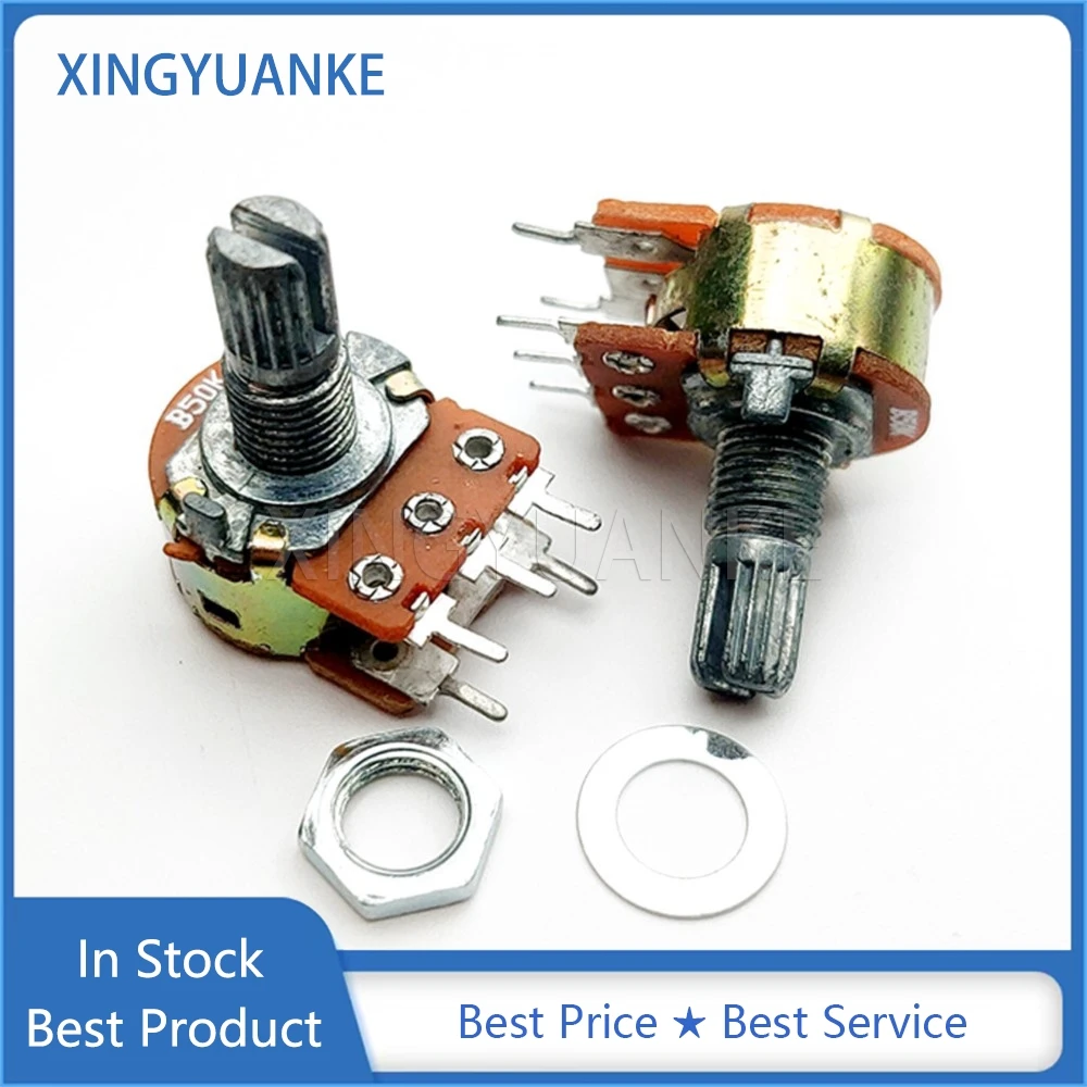 2PCS WH148 Type Single 5Pins With Switch B5K B10K B20K B50K B100K B500K Flower Shaft 15MM Amplifier Volume Potentiometer