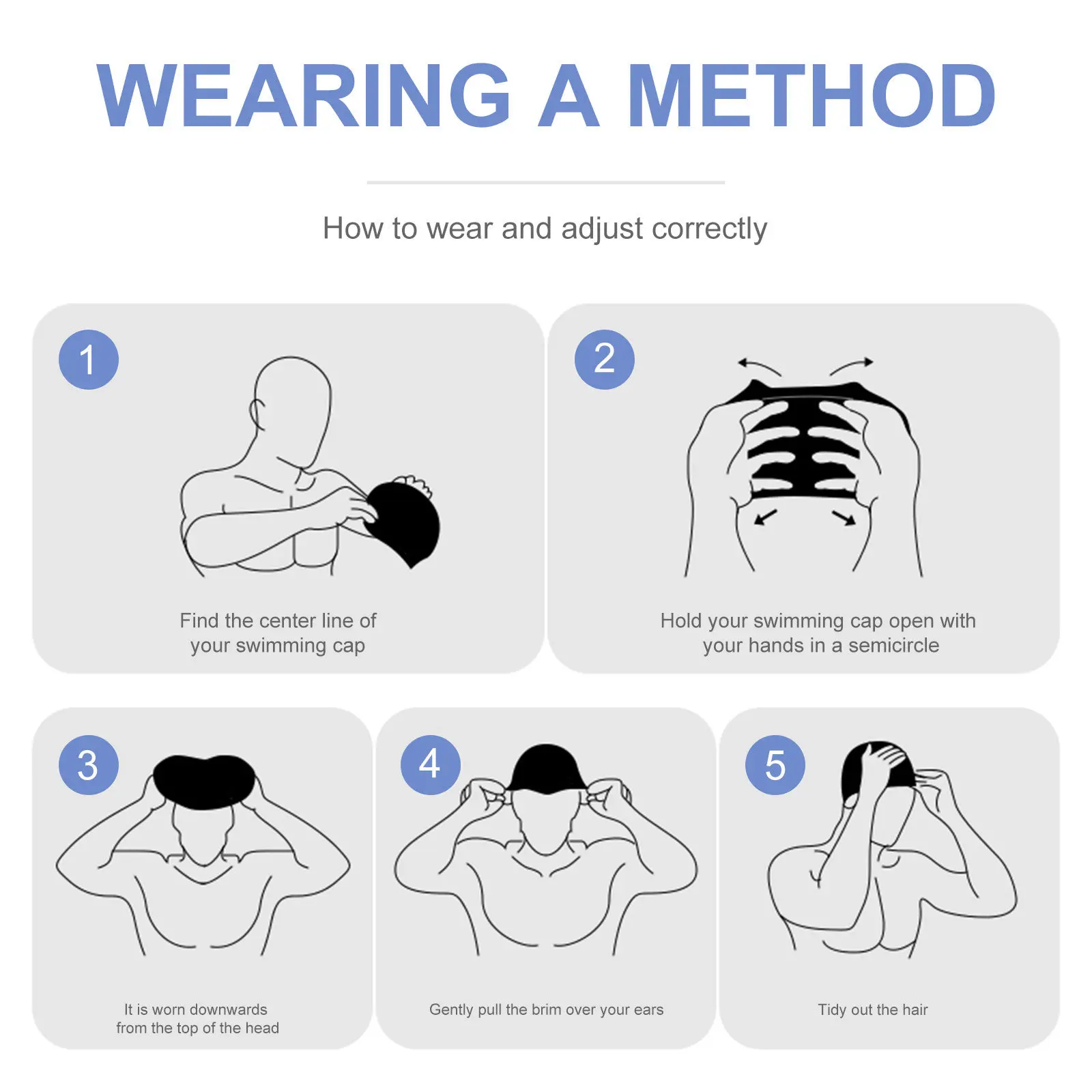 

4 шт. плиссированных плавательных шапочек, водонепроницаемые эластичные шапочки для плавания для взрослых, женщин и девочек, универсальный размер, подходит для длинных или кудрявых волос