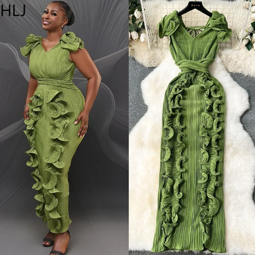 เดรสทรงบอดี้คอนผ้ารุ่ยแต่งระบายสีพื้นแขนสั้นสำหรับผู้หญิง สไตล์สตรีทแวร์