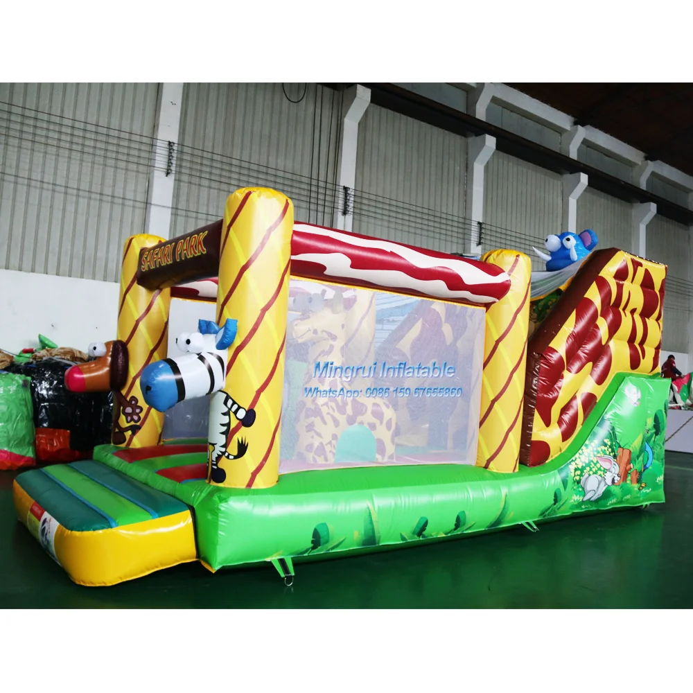 Inflatable Safari Park, Forest Animal Bouncing House with Slide