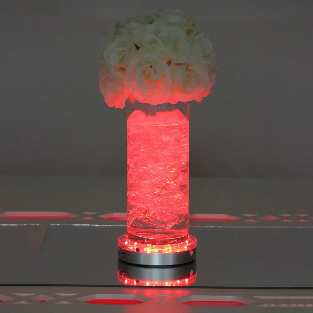 10Cm Round Rgb LED Display Base Color Changing Light Stand for Crystal Glass Vase Wine Goblet Accent Decoration Table