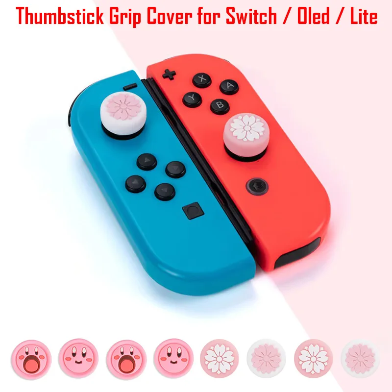 4pcs/lot Cute Pink Silicone Thumb Stick Grips Analog Joystick Caps for Joy Con Switch OLED Lite Game Accessories