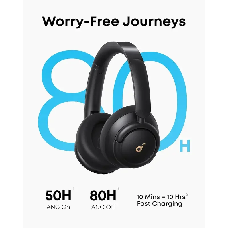 Soundcore Life Q30 من Anker، سماعات رأس هجينة بخاصية إلغاء الضوضاء النشطة مع أوضاع متعددة، صوت عالي الدقة، EQ مخصص عبر التطبيق