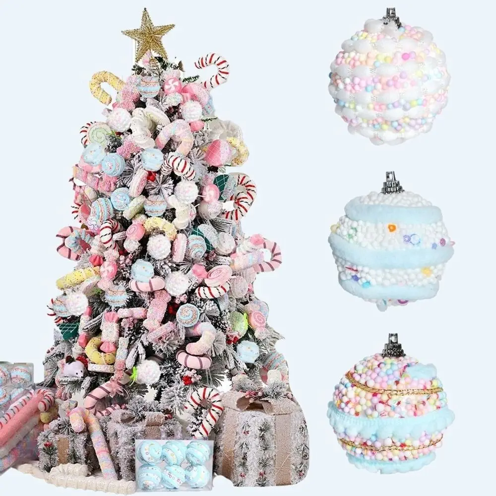 

12Pcs 6cm Christmas Balls Pendant Ornaments Macaron Color Colored Dot Hanging Balls for Christmas Tree Xmas Decorative Foam