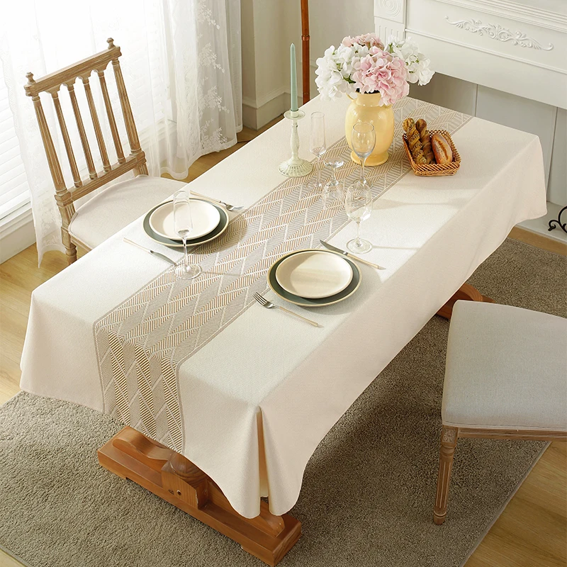 European Dinner Rectangle Ramadan Imitation Cotton and Linen Jacquard Rectangle Waterproof Party Event Table Cloth