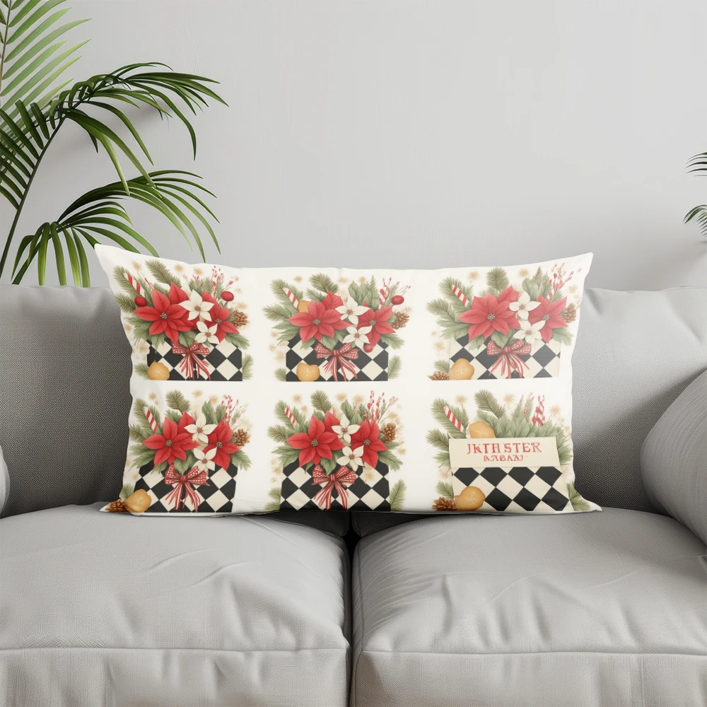 ديكور المنزل عيد الميلاد ثلج وعناصر المزرعة مناسبة لغرفة نوم الأريكة غطاء وسادة السيارة وسادة الظهر المستطيلة