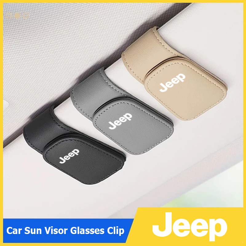 Car Sunglasses Case Auto Sun Visor Glasses Clip Card Ticket Holder For Jeep Wrangler JK Gladiator Renegade Grand Cherokee Wagone