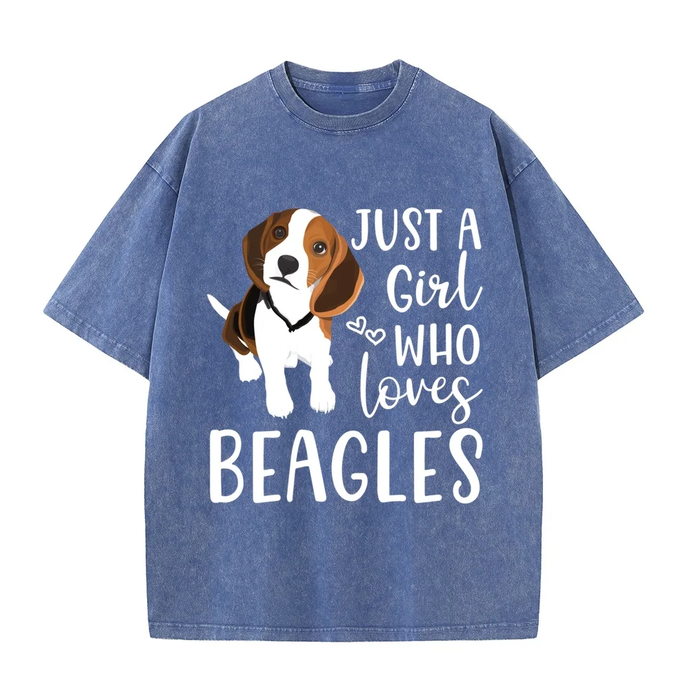 Just A Girl Who Loves Beagles Funny Dog Lover 100% Cotton Tshirt For Men Y2k Men's Clothing Round Neck Tee Shirt Casual Style