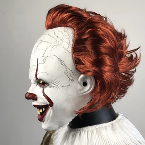 قناع تأثيري مخيف Pennywise Joker ، مهرج شيطان شرير رعب ، خوذة لاتكس ، حفلة كرنفال الهالوين أفضل 9 قناع دمية شرير للمبيعات - No8
