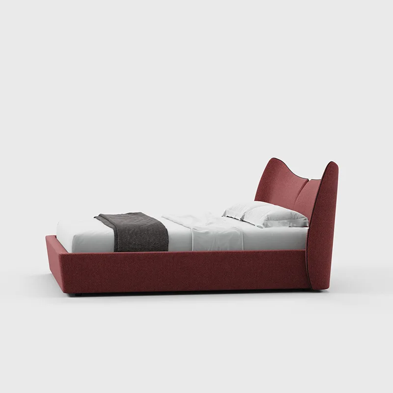 Minimalist modern French minimalist mermaid bed double master bedroom large apartment fabric bed designer high-end 5