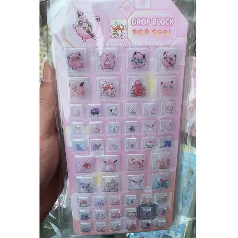 

6-10pcs New Pokemon Square Stickers 3d Embossed Kawaii Print Diy Decor For Scrapbook Phone Case Stationery Supplies